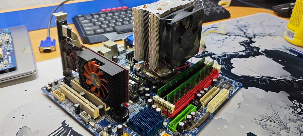 Комплект материнка+проц+оператива+видеокарта+охлаждения+блок питания