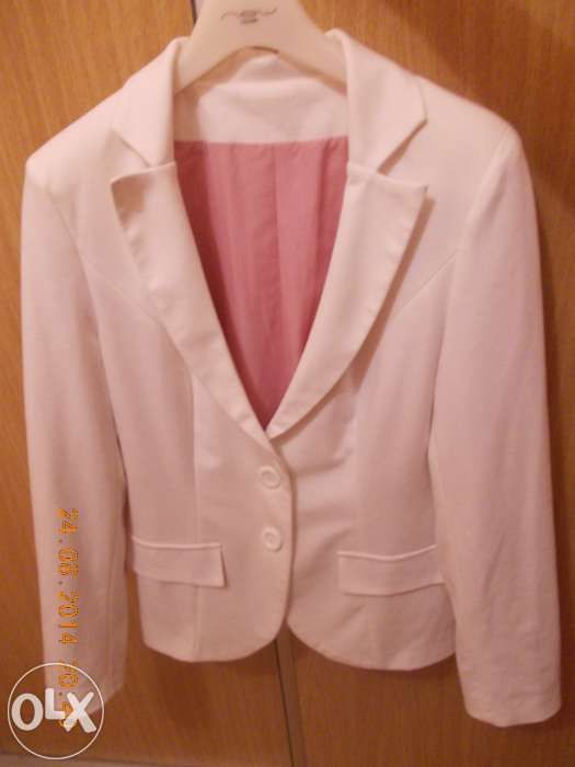 sacou dama ,culori alb si roz, marime m-l