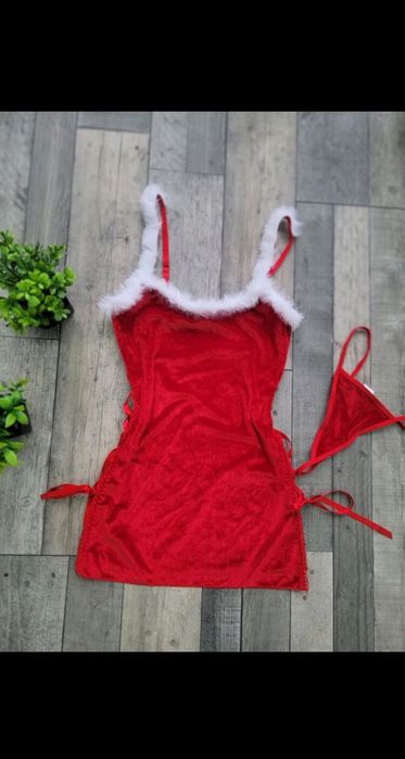 Lenjerie sexy din catifea de Crăciun M/L