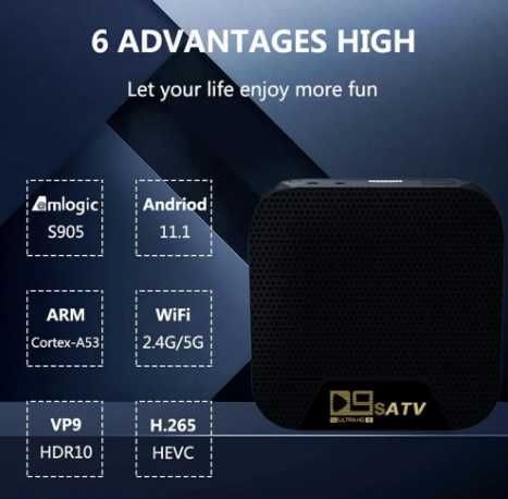 D9S ATV 2.4G 5.0G тв бокс Четириядрен ARM Cortex-A53 2GB RAM 8GB 4к