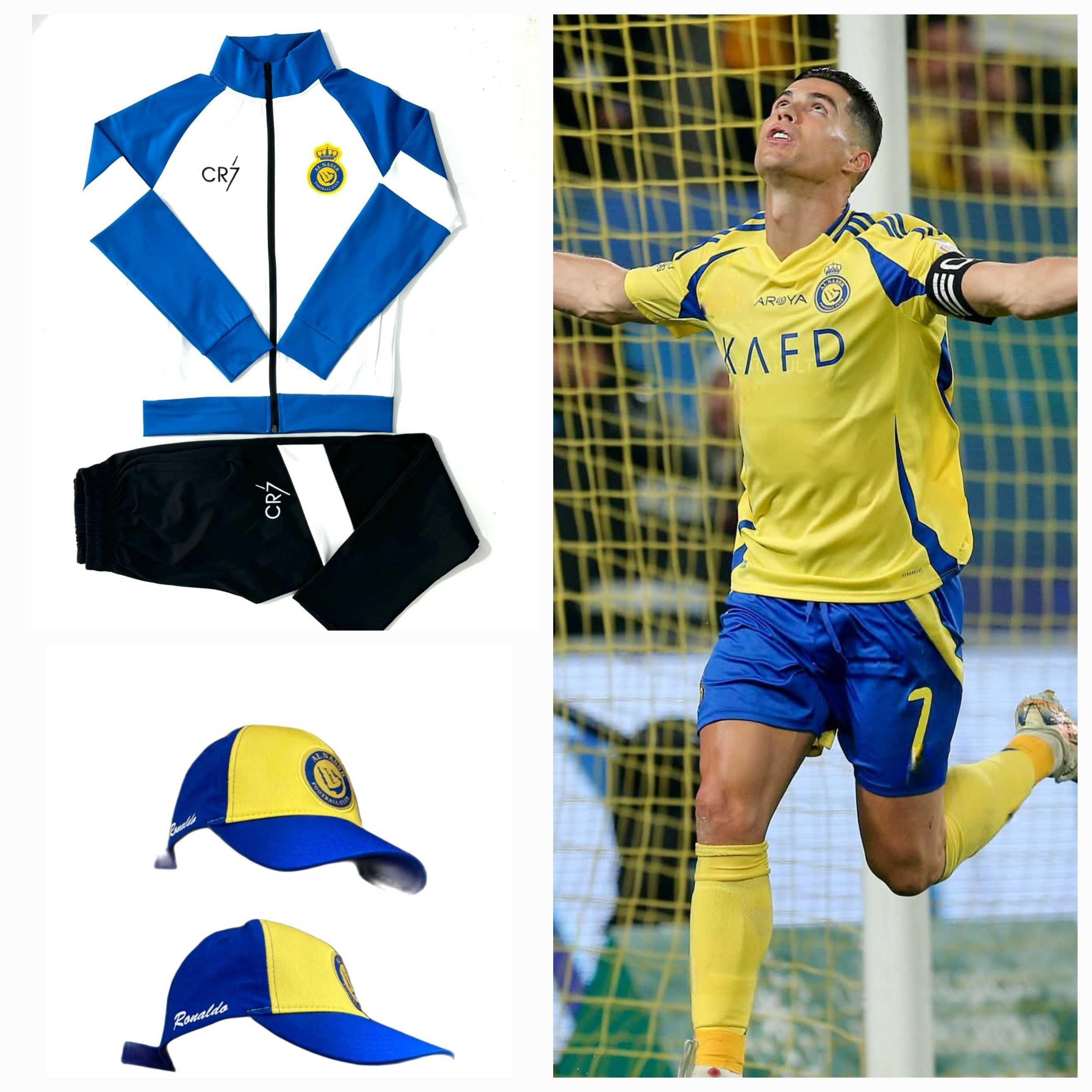 New 2025г Роналдо тениска бял шорти с чорапи + шапка + Анцуг RONALDO