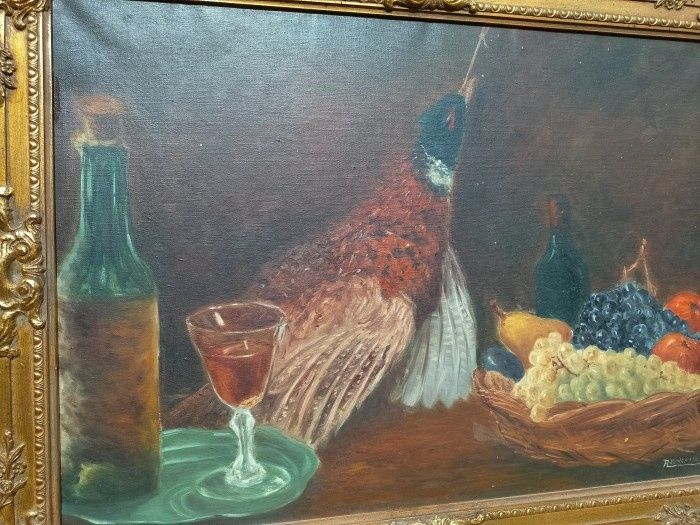 Ulei pe pânză o lucrare foarte veche semnata sec.19 început încadrată