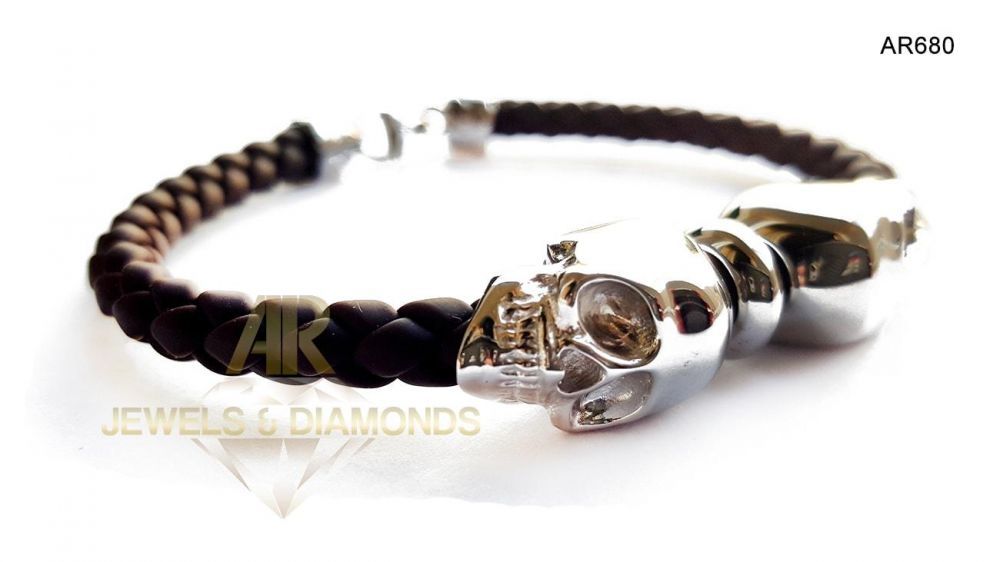 Promo Black Friday bratara Aur Alb 14 K model ARJEWELS SKULL