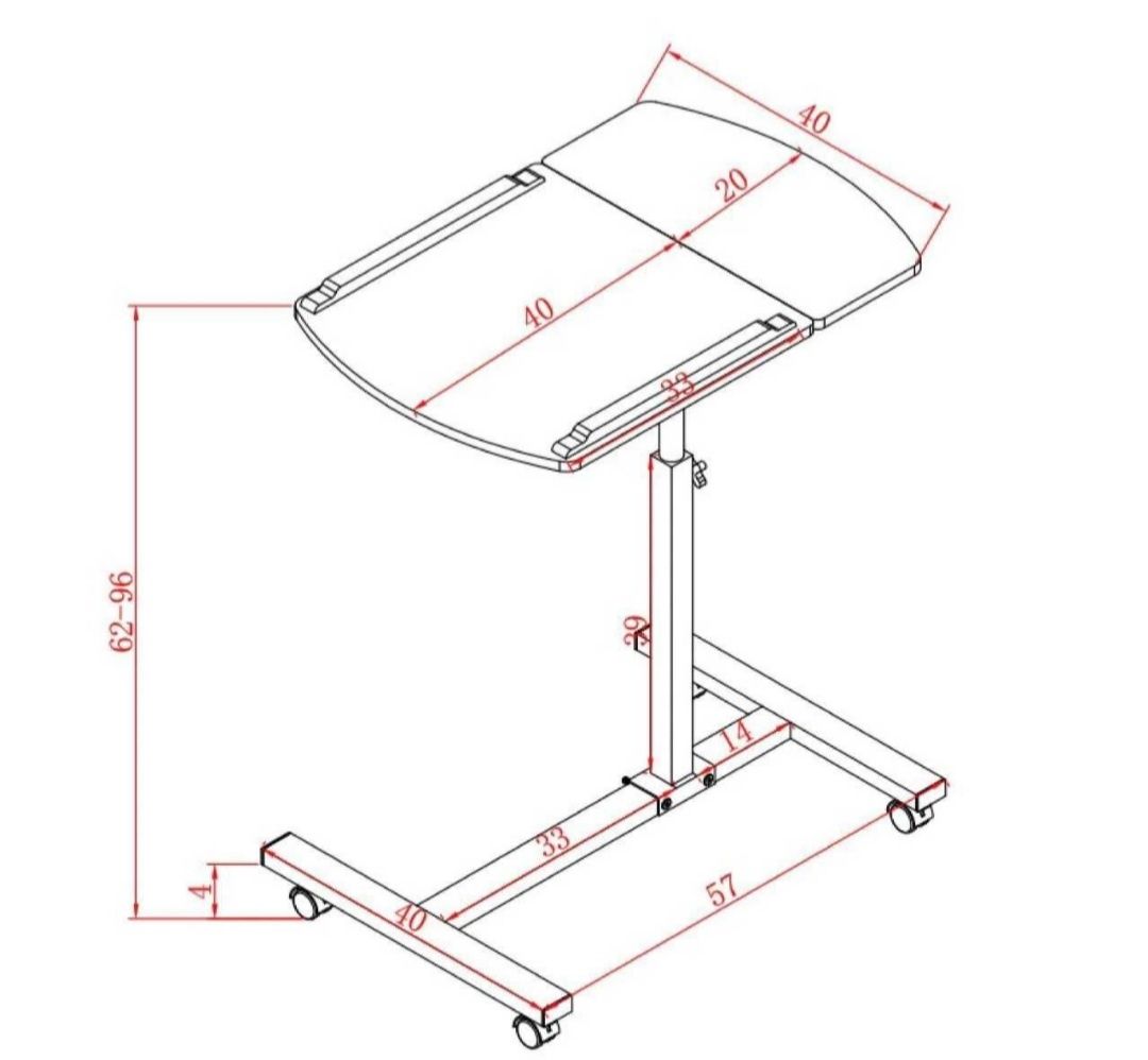 Masa pentru laptop reglabila 60 x 40 cm ,cu roti,negru sau alb