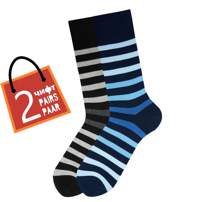 Памучни мъжки чорапи с десен, 5 броя, безшевни и с мек ластик