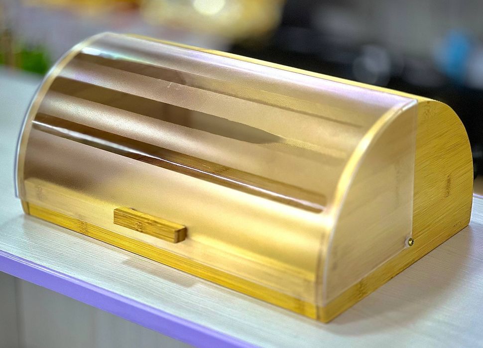 Хлебница бамбук и акрил крышка