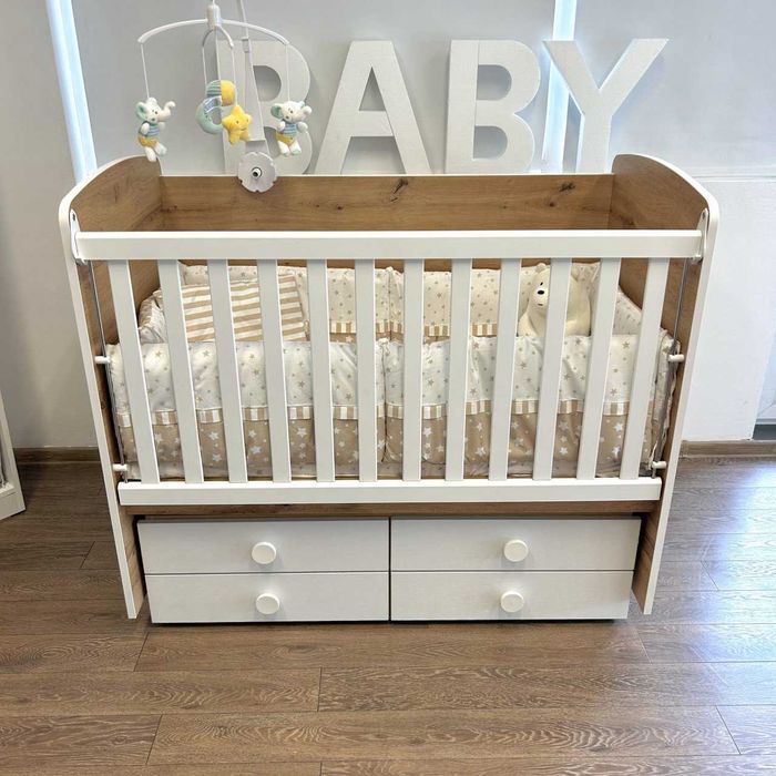 Бебешка кошара с подвижна решетка с включен матрак Алое Вера 60х120