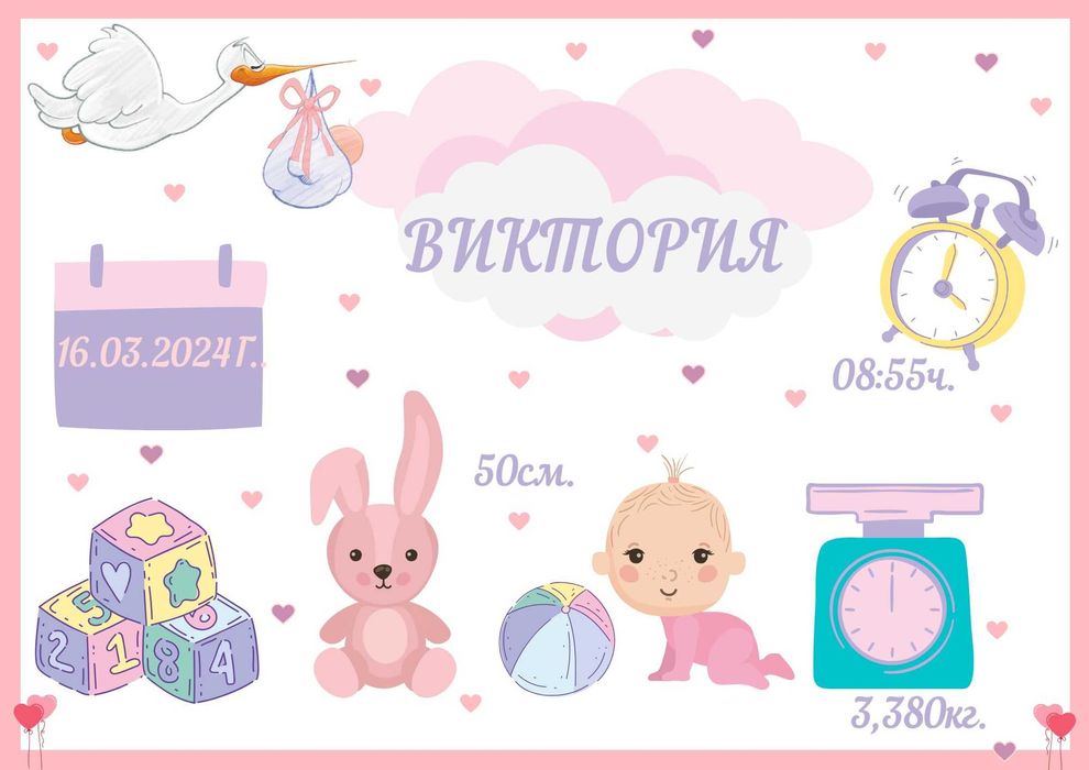 Фотоколажи Покани Бебешки визитки  Маша и мечока