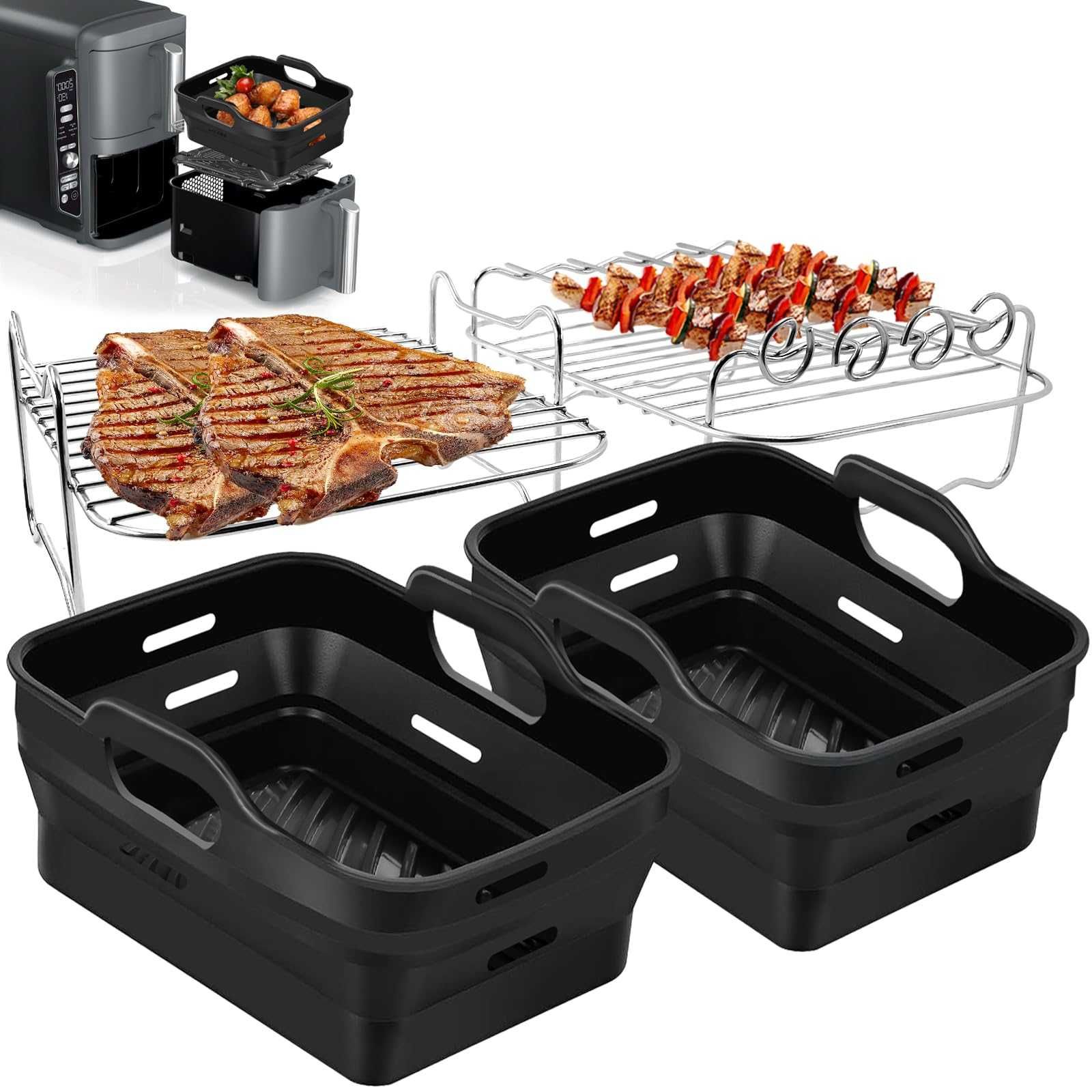 Комплект аксесоари за еър фрайър Airfryer тава мъфини шишчета 3 вида