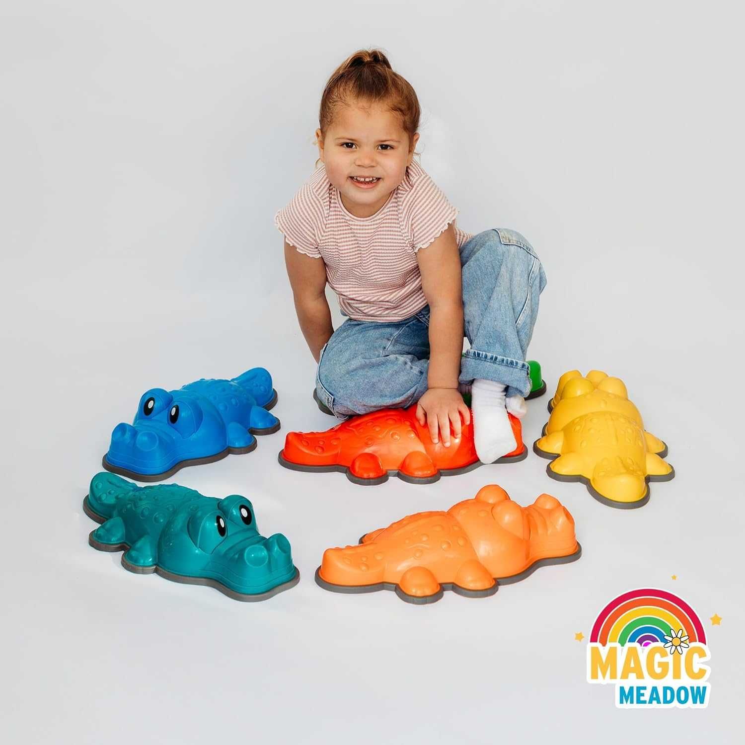 MagicMeadow Крокодилски стъпала 6 бр. игра за деца с аутизъм за баланс