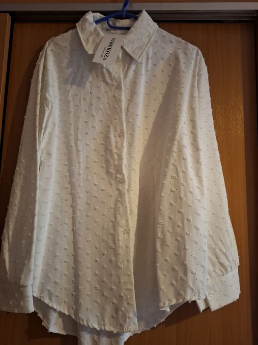 Белая блузка оверсайз (размер 48-52)