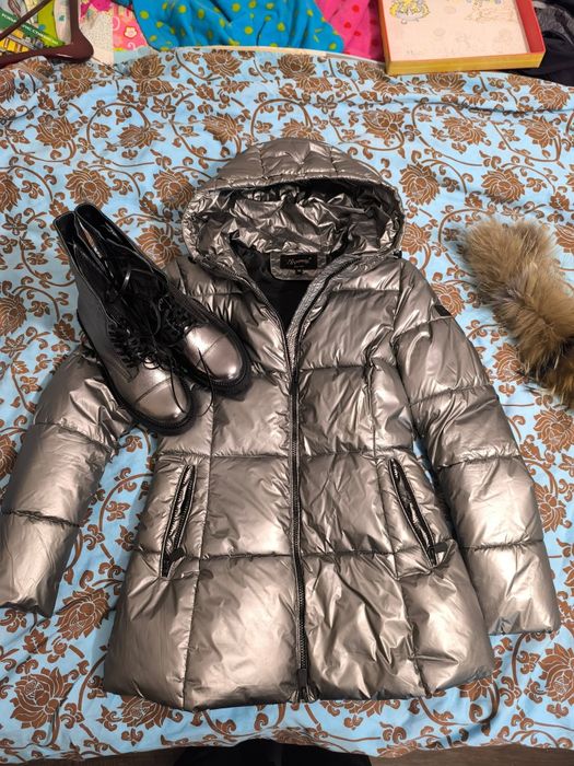 Сребърно зимно дамско яке