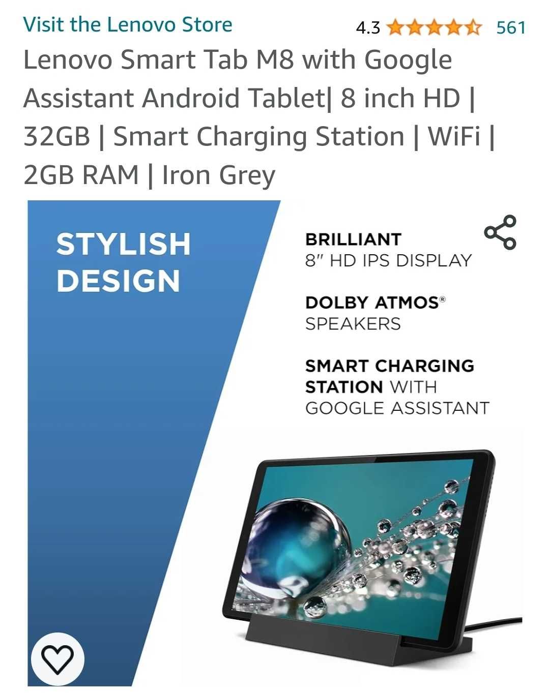 Таблет Lenovo tab 8 M със зарядно станция и сим карта