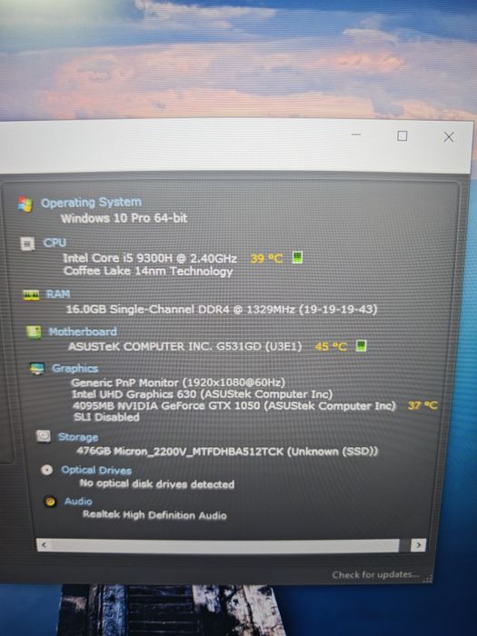 Asus Rog i5, 16gb, 512gb, Gtx1050