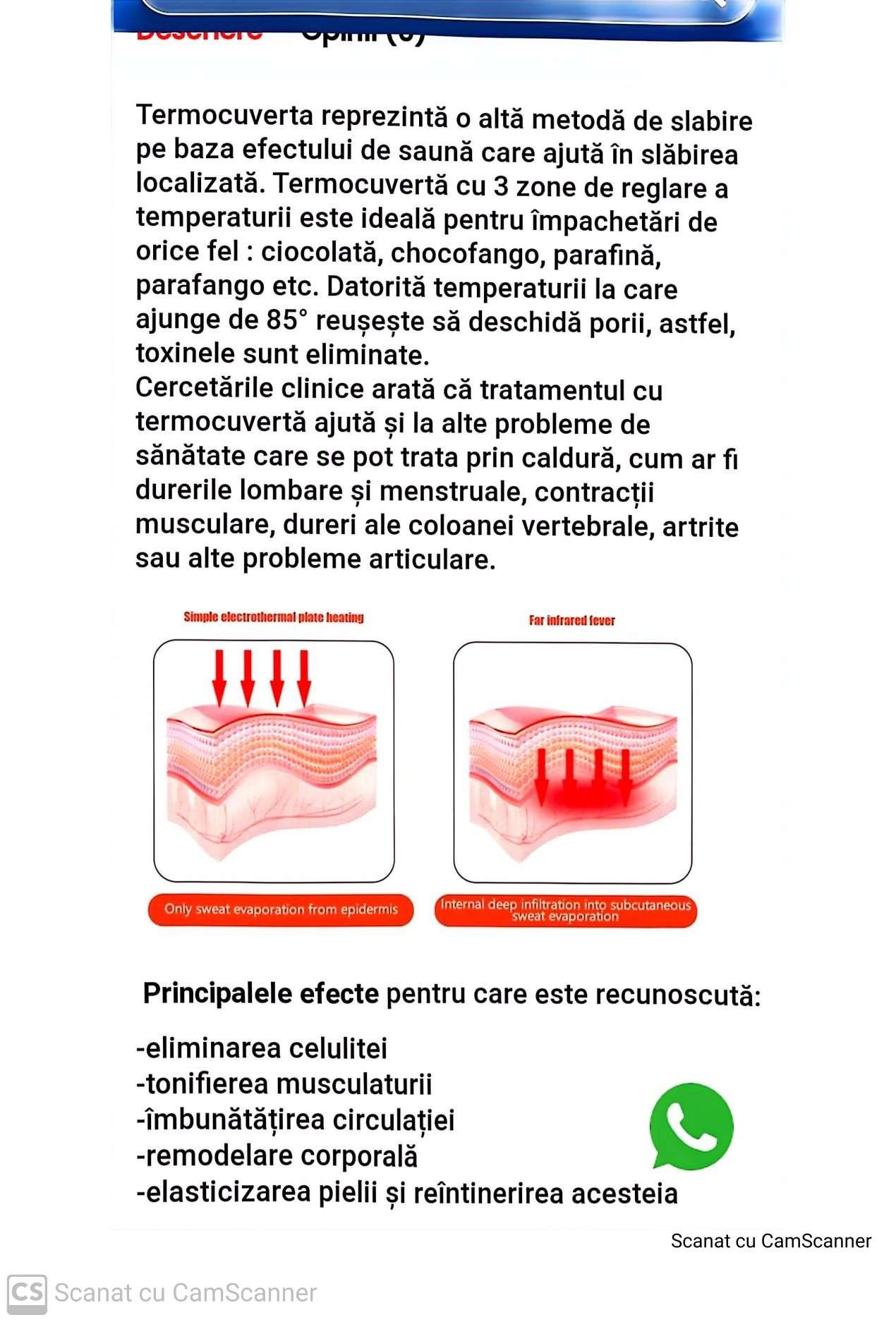 Termocuvertura pentru efect de sauna si scadere in greutate, cu 3 zone