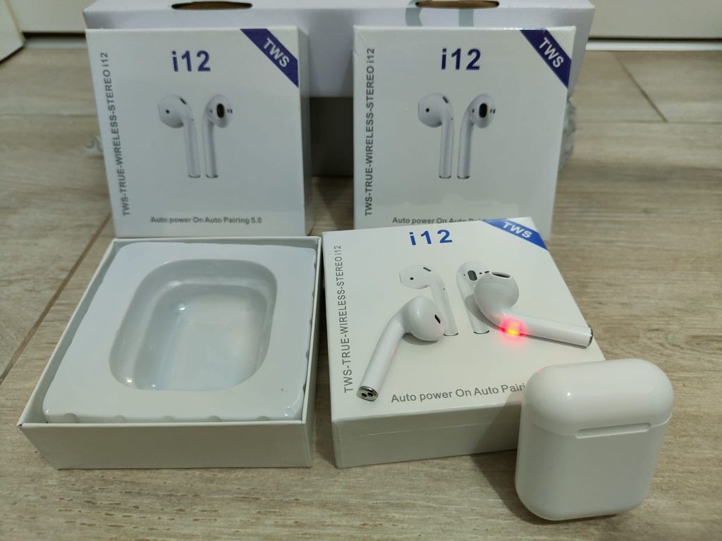 Căști wireless i12 iPhone și Android cu funcție de apelare și touch