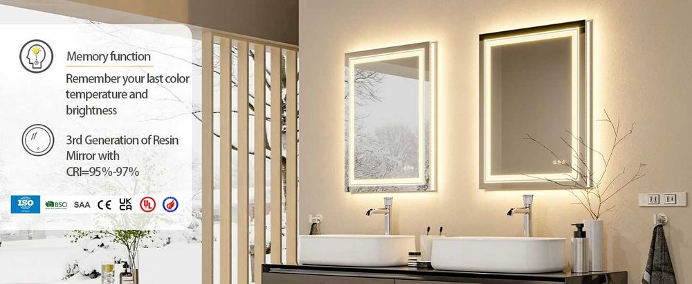 Oglindă LED baie 60x80cm lumină frontala&spate, antiaburire, dimabila