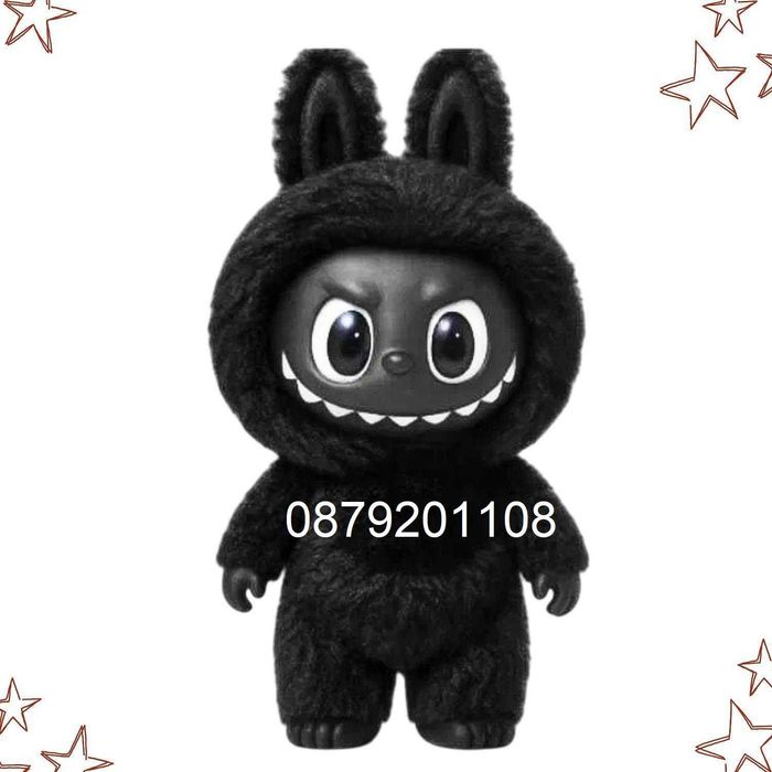 Плюшена играчка Лабубу черно Black 15см ключодържател Labubu фигурки