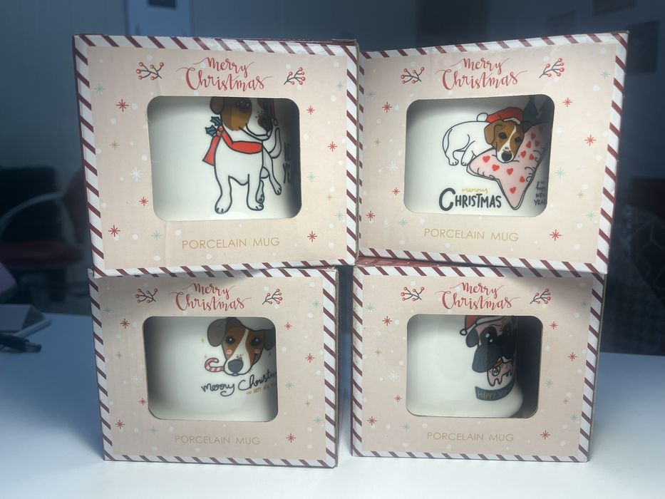 Коледни чашки с Джак Ръсел/кученца