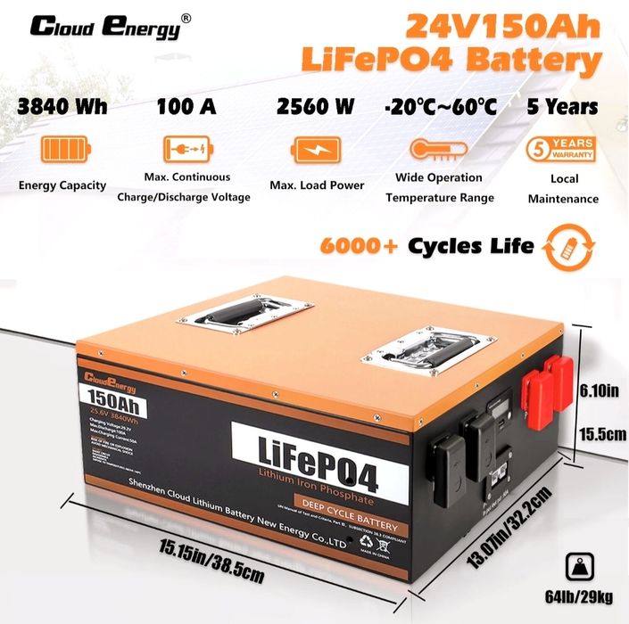 Baterie Lifepo4 24V 150 Ah