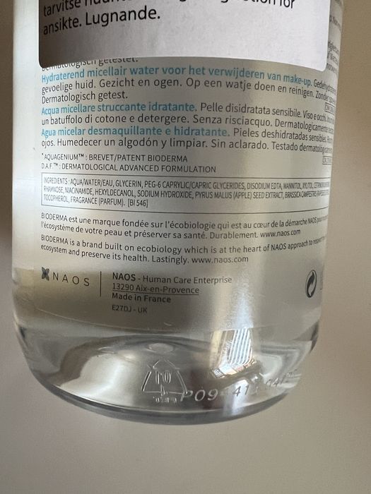 Bioderma Hydrabio H2O Apă micelară 500 ml