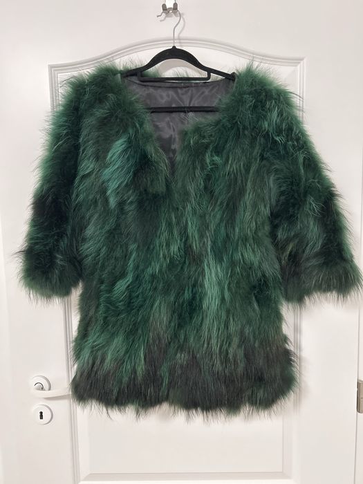 Blană naturală iepure, verde smarald, impecabilă