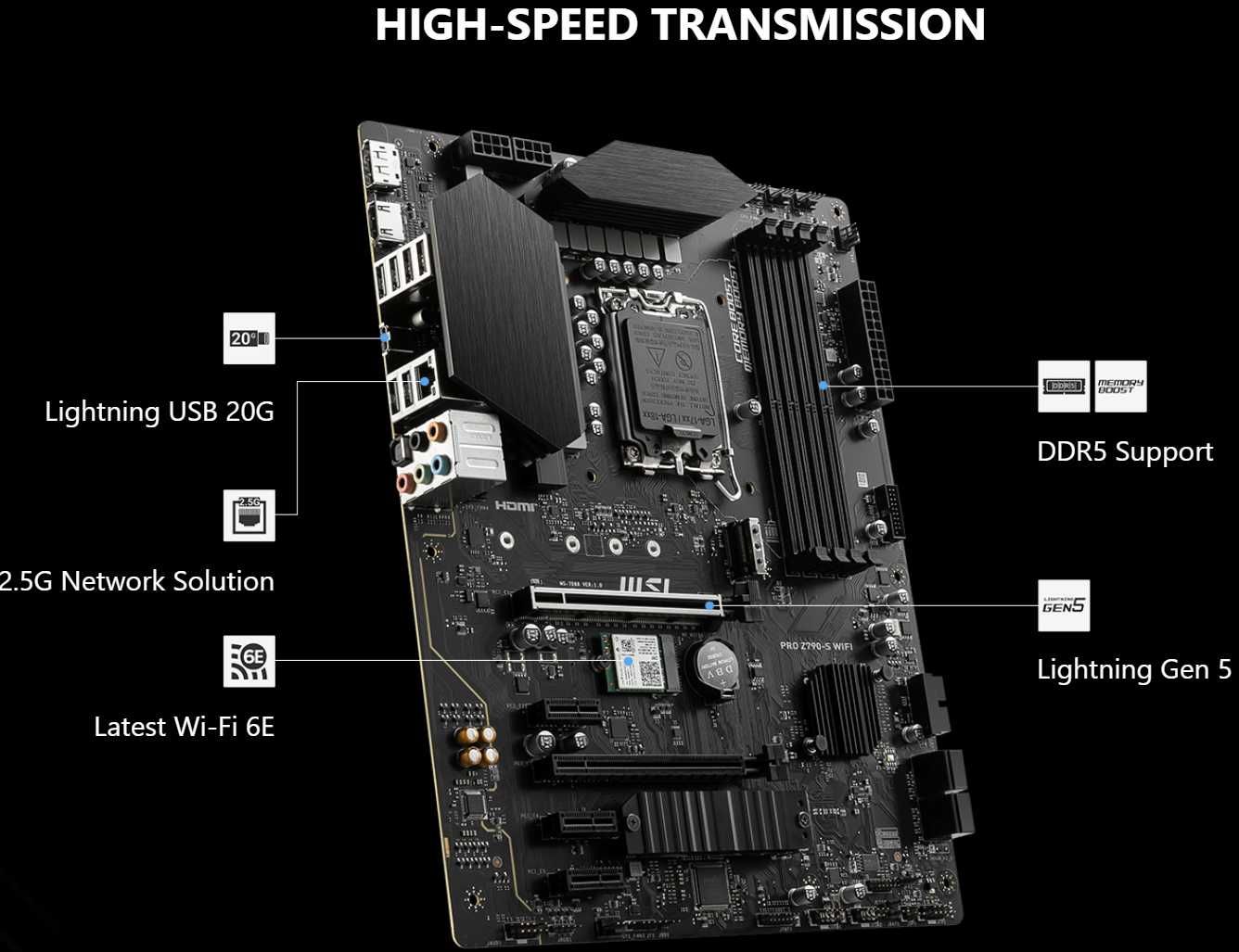 MSI PRO Z790-S Wifi Bluetooth DDR5 i3 12100F cooler intel