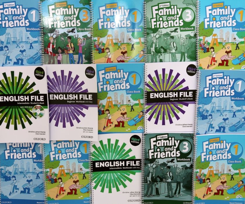 English File, Family and Friends, Solutions, Headway,Fly High,Round Up
