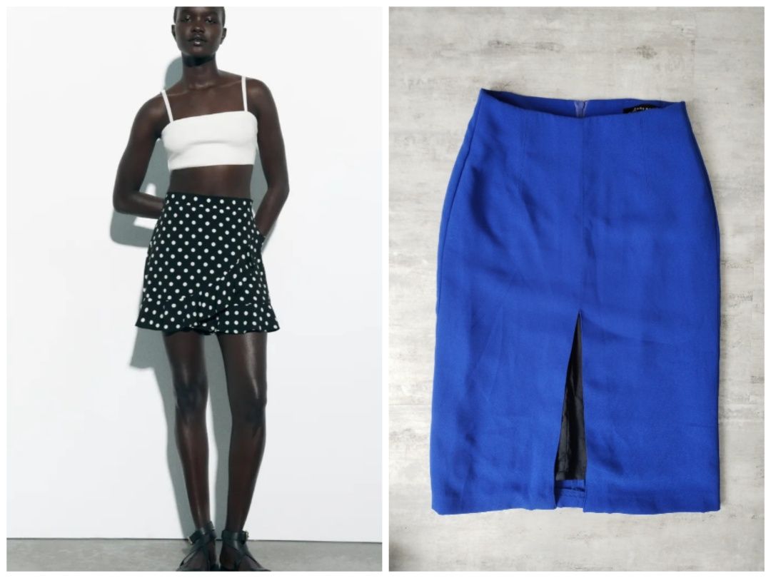 Къси пола/ панталонки на точки  Zarа, синя пола Zara