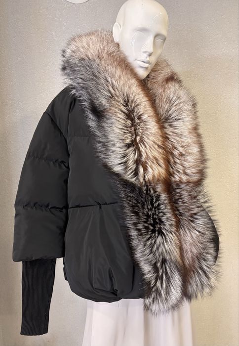 Geaca fâș cu guler de blana naturala detasabil