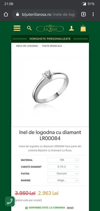 Inel logodna aur alb diamant