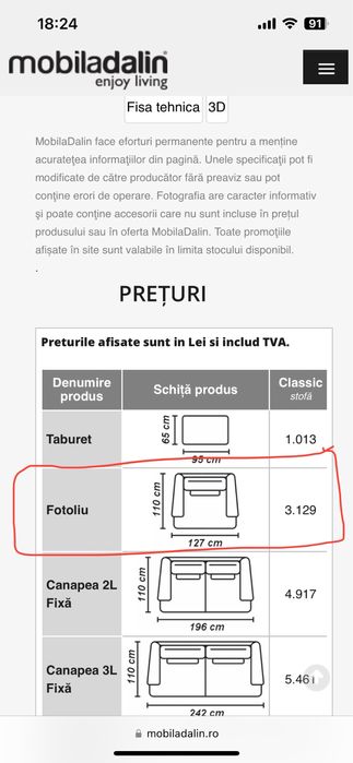 Fotoliu Mobila Dalin
