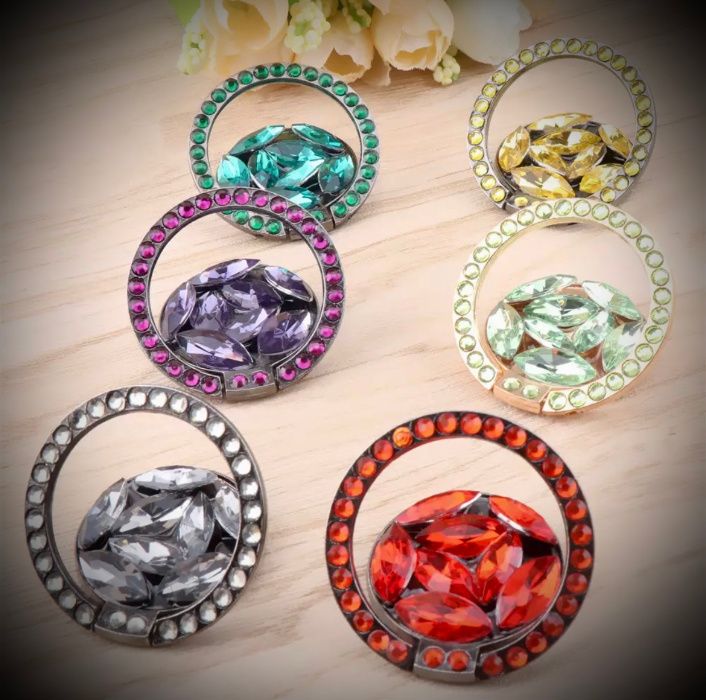 Inel pt. suport telefon cu pietricele , funcție stand , rotire 360°