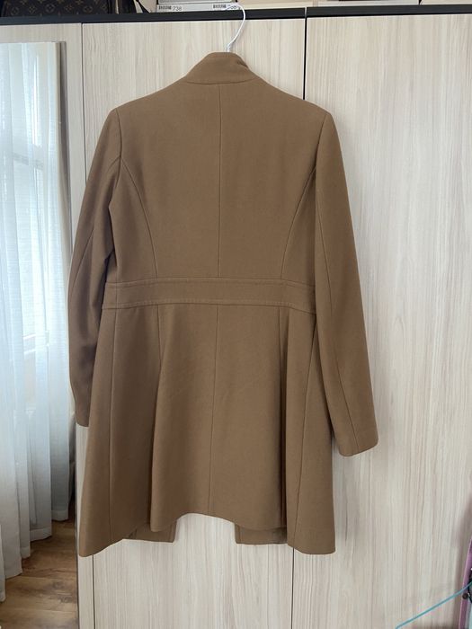 Ново вълнено бежово, карамелено, camel палто Benetton, размер IT 44