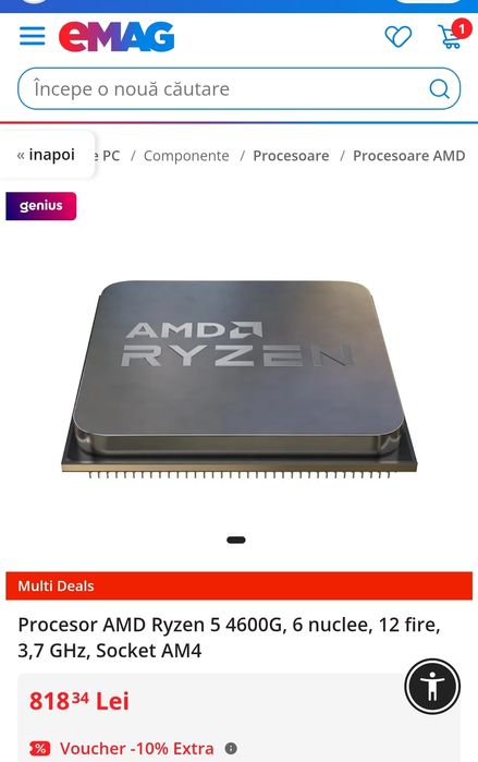 Procesor AMD ryzen 5 4600g placa video