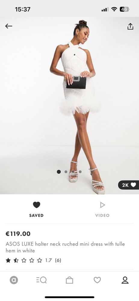 Бяла рокля Asos Lux