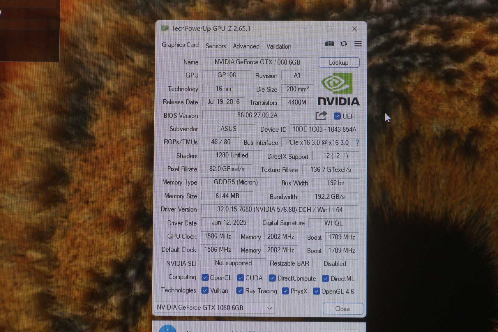 GPU Видео карта Nvidia GeForce GTX 1060 6GB Asus ROG Strix / Вкл.ДДС