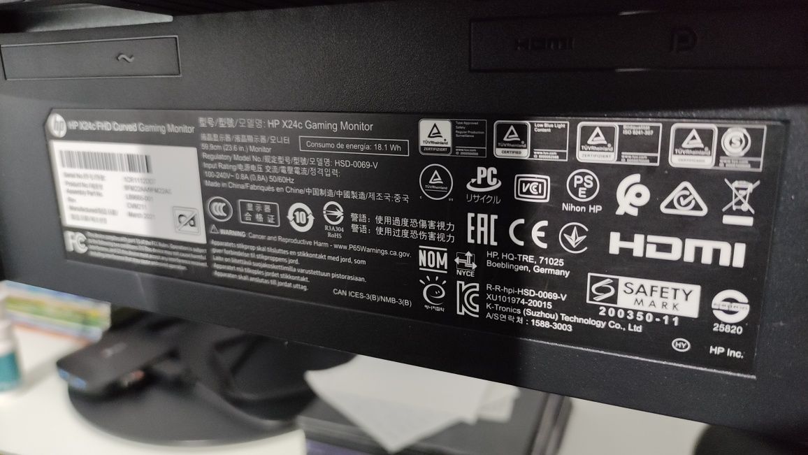 Monitor gaming HP X24c