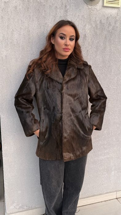 Haină de blană naturală de nurc – vintage premium, mărimea S/M