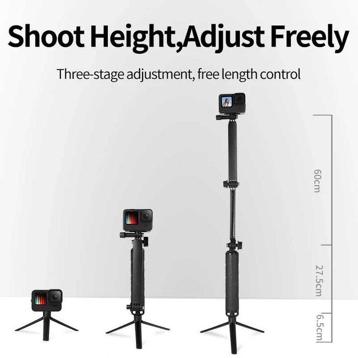Brat pliabil selfie stick trepied suport filmare GoPro 8 9 10 11 12 13