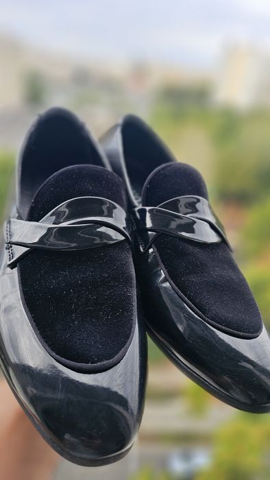 Pantofi bărbătești din piele și piele întoarsă
