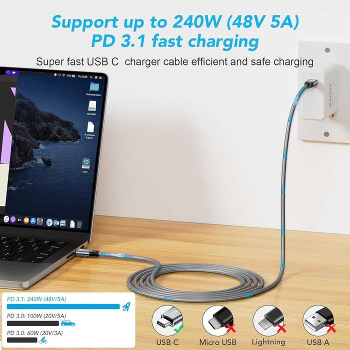 Cablu video 3m ULT-WIIQ USBC 3.2 Gen2x2,4K-144Hz,20 Gbps,PD 3.1 240W