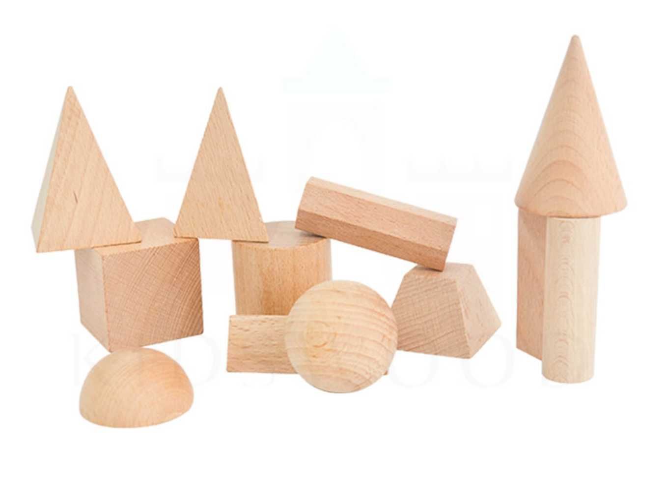 12 бр. Монтесори големи дървени когнитивни геометрични фигури в кутия