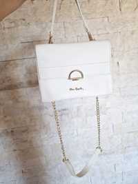 Чанта Pierre Cardin от естествена кожа, млечно бяла