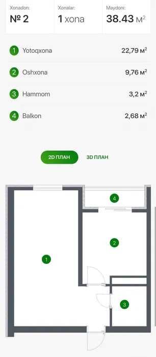 ЖК GreenPark 1-комнатная 38м2 ПОД КЛЮЧ упакованная МАХТУМКУЛИ