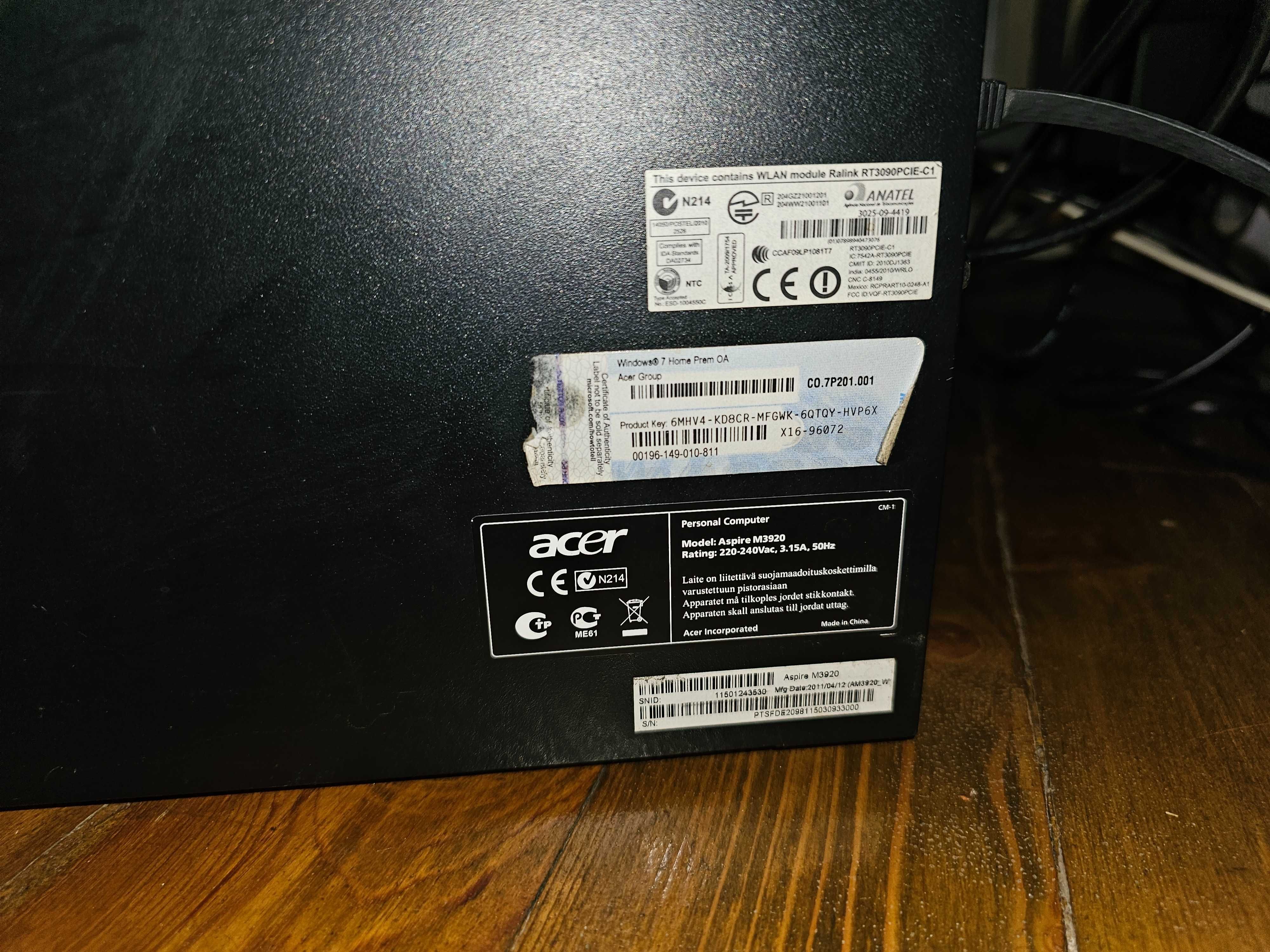 Acer Aspire AM3920 Intel® Core™ i5 i5-2300 3 GB DDR3-SDRAM 1 TB