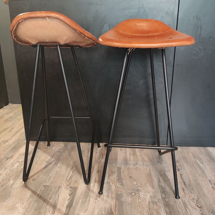 Set 2 scaune bar din piele naturala