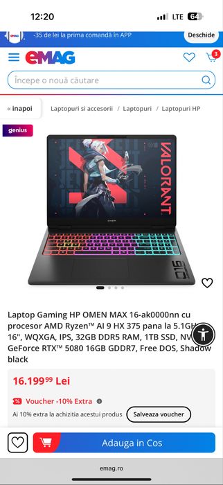 Laptop OMEN MAX 16 nou, sigilat