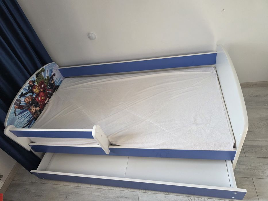 Paturi pentru copii 6-12 ani.cu saltea si sertar de depozitare