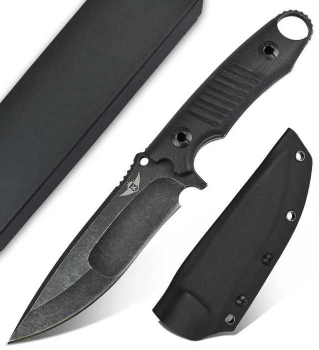 Cuțit vânătoare KOMWERO, lamă fixă D2, mâner G10, toc Kydex